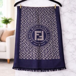 Dark Blue and Light Gray Monogram Scarf